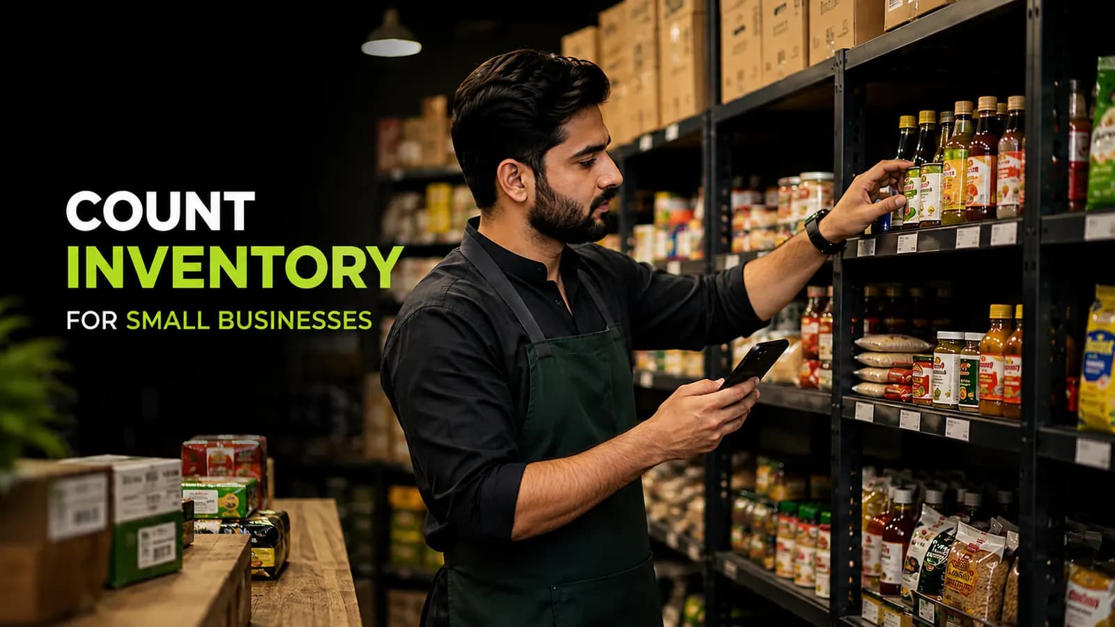 Small business owner counting inventory stock with an online tally counter